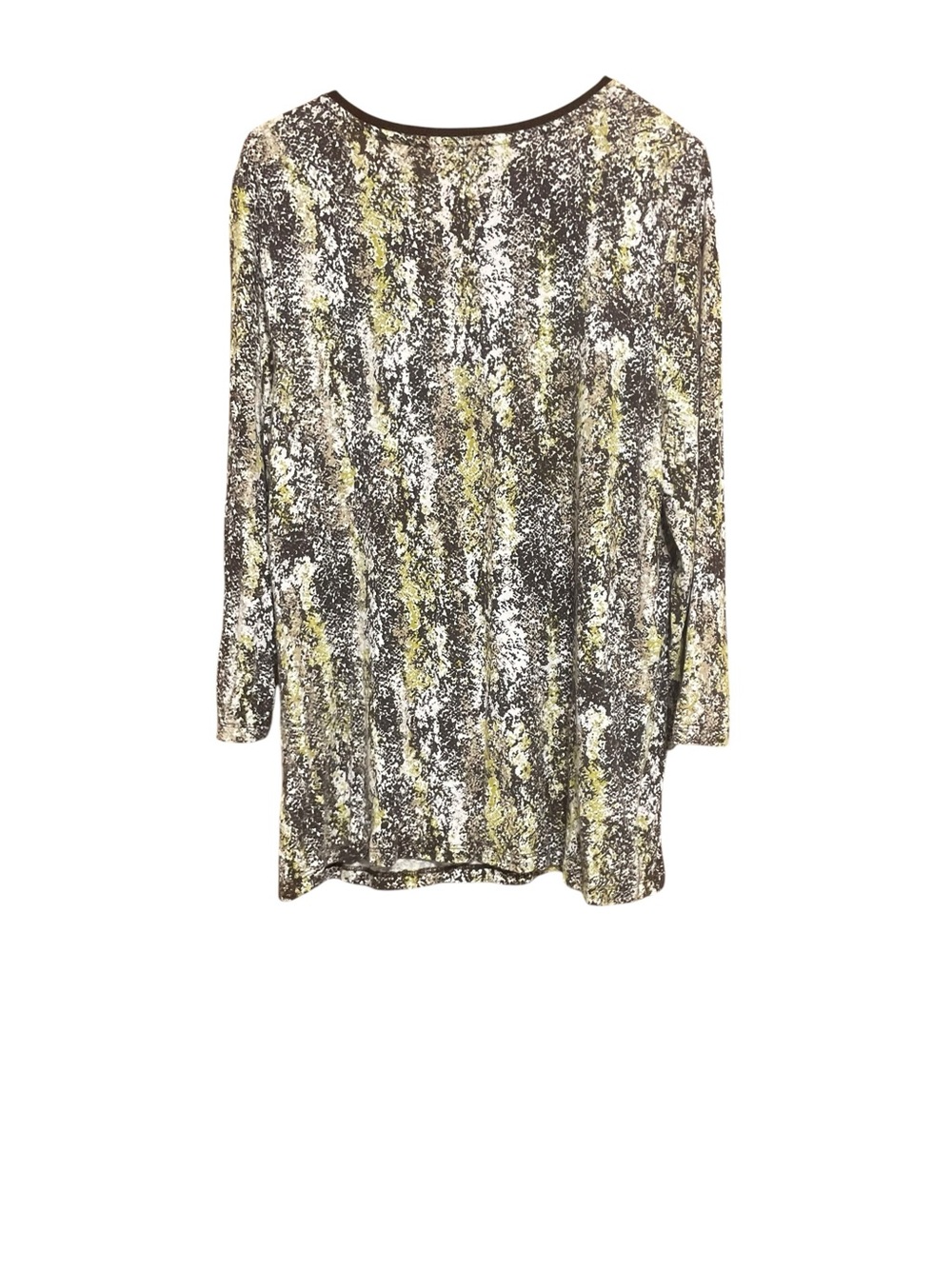 Laura Ashley Long Sleeve Abstract Print Top in Yellow and Brown PL size